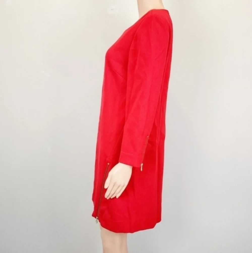 New J.Crew Red Long Sleeve Zipper Dress
